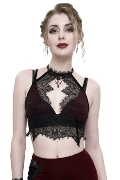 Devil Fashion Blooddrop Velvet Crop Top