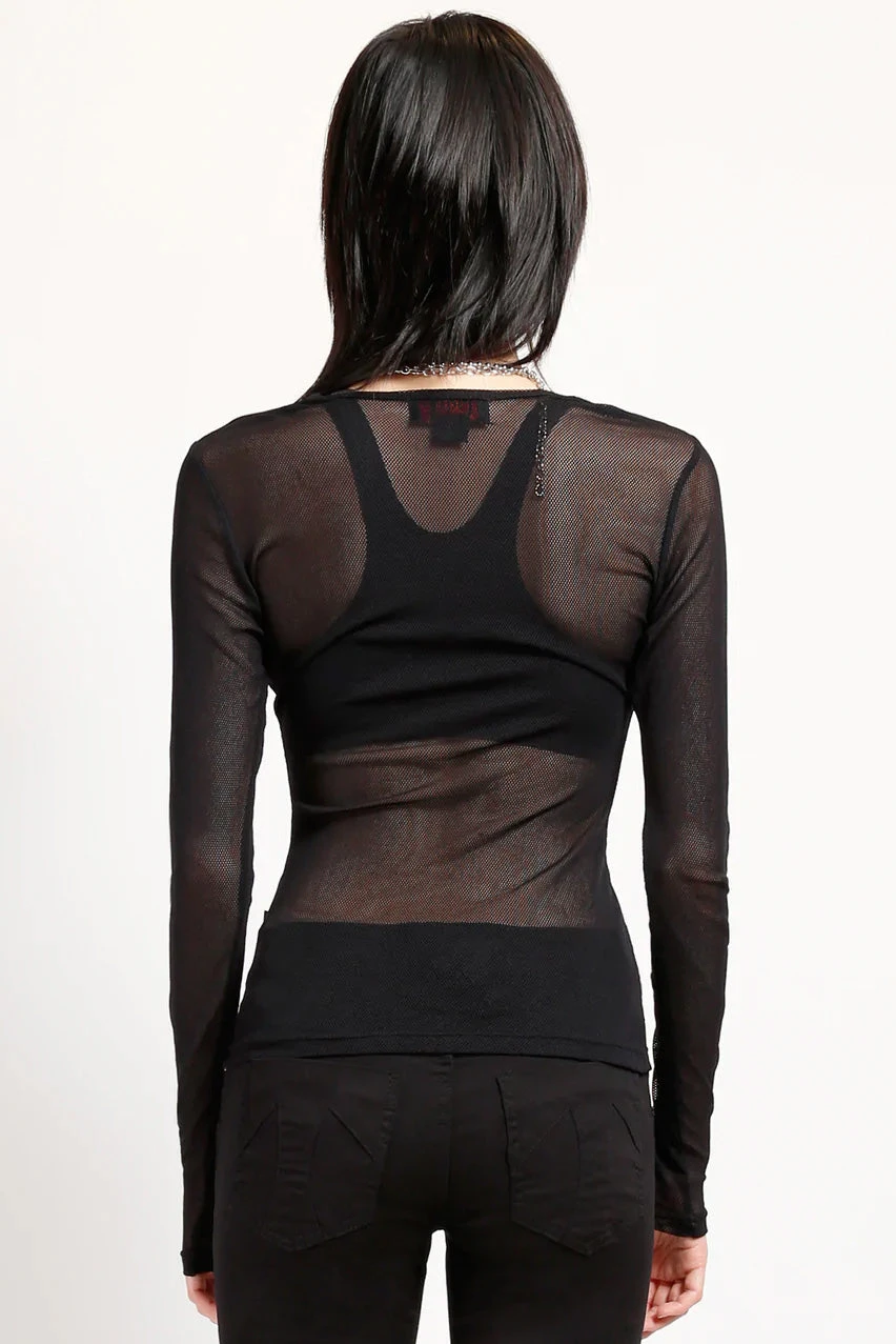 Tripp NYC Tripp Ladies Long Sleeve Fishnet Shirt - Image 3