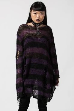 Killstar Graph Knit Sweater [BLACK/EGGPLANT] [UNISEX]