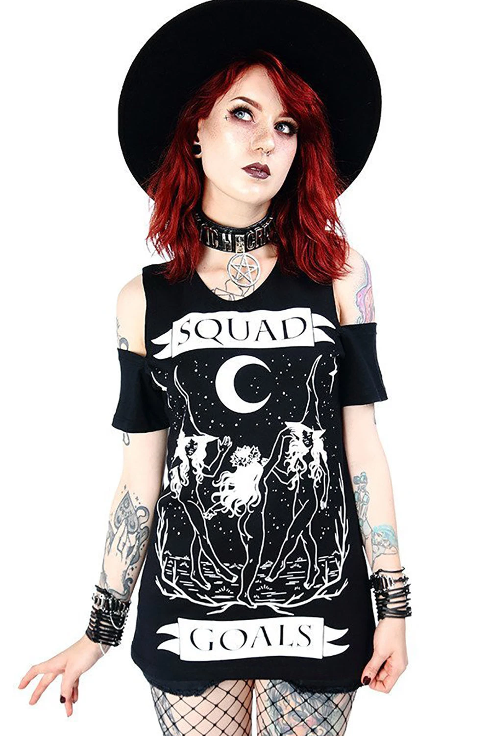Restyle Squad Goals Cold Shoulder T-Shirt - Image 5