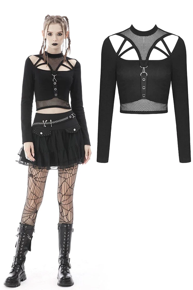 Dark In Love Bloody Kisses Fishnet Crop Top