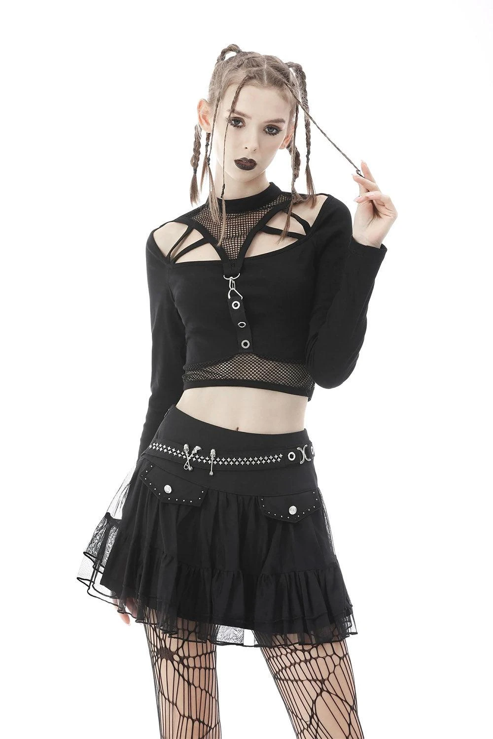 Dark In Love Bloody Kisses Fishnet Crop Top - Image 2