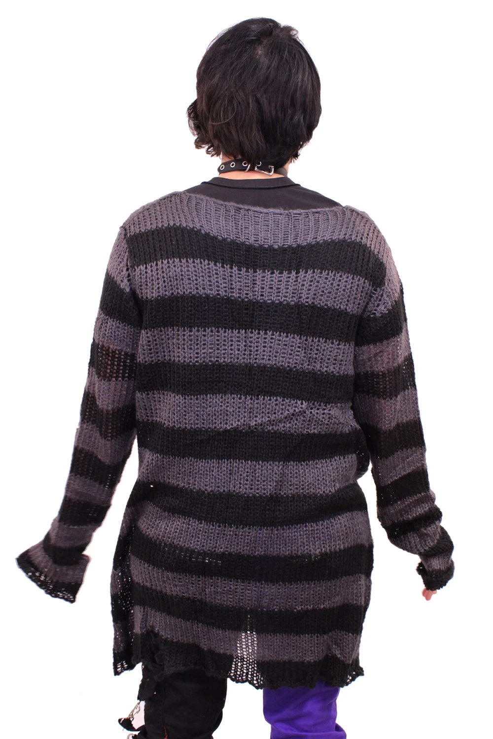 Catalyst Grey/Black Striped Distressed Sweater - Image 6