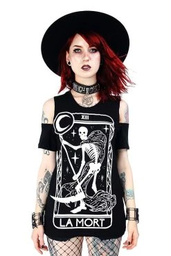 Restyle La Mort Tarot Card Cold Shoulder Top