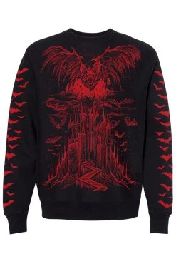 VampireFreaks Vampire Castle Sweatshirt W/ Bat Sleeves [BLOOD RED]